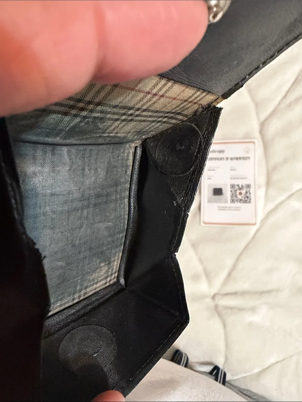 Burberry Black Leather Chain Card Holder Wallet